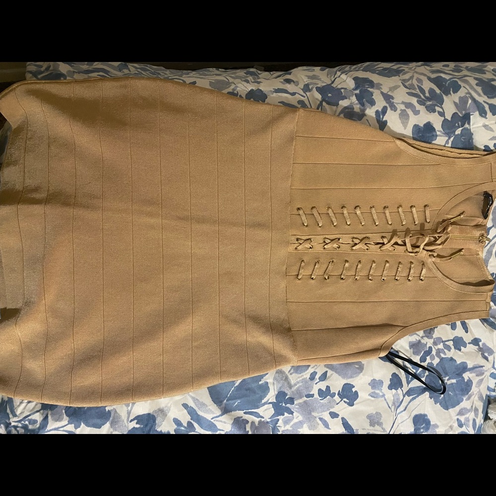 Bebe gold bandage dress